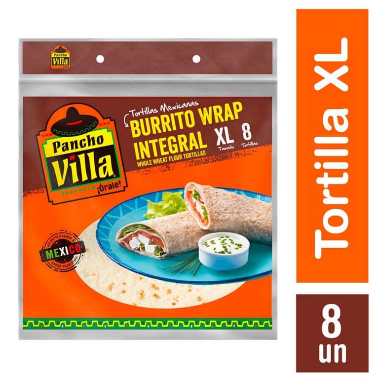 Tortillas Integral Burritos y Wraps XL Pancho Villa 8 Un 380 g