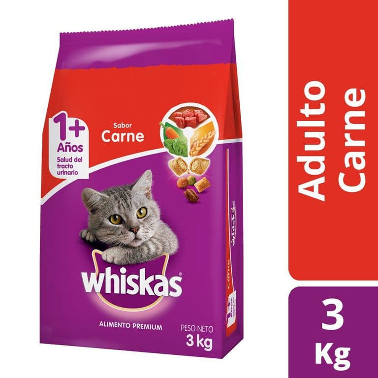Alimento para Gato Edad 1+ Sabor Carne Whiskas 3 Kg