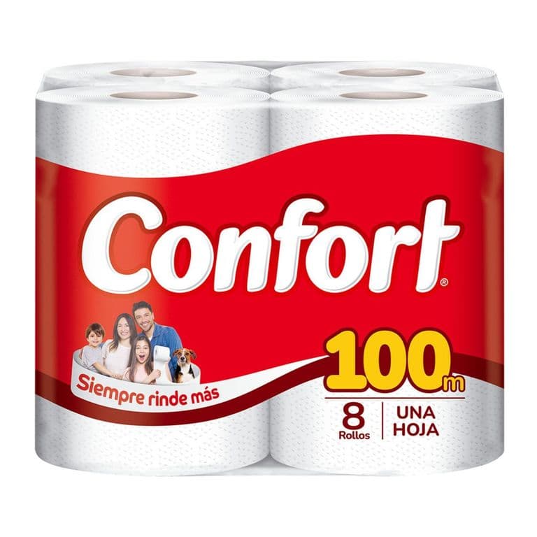 Papel Higienico Una Hoja 100 mts Confort 8 un