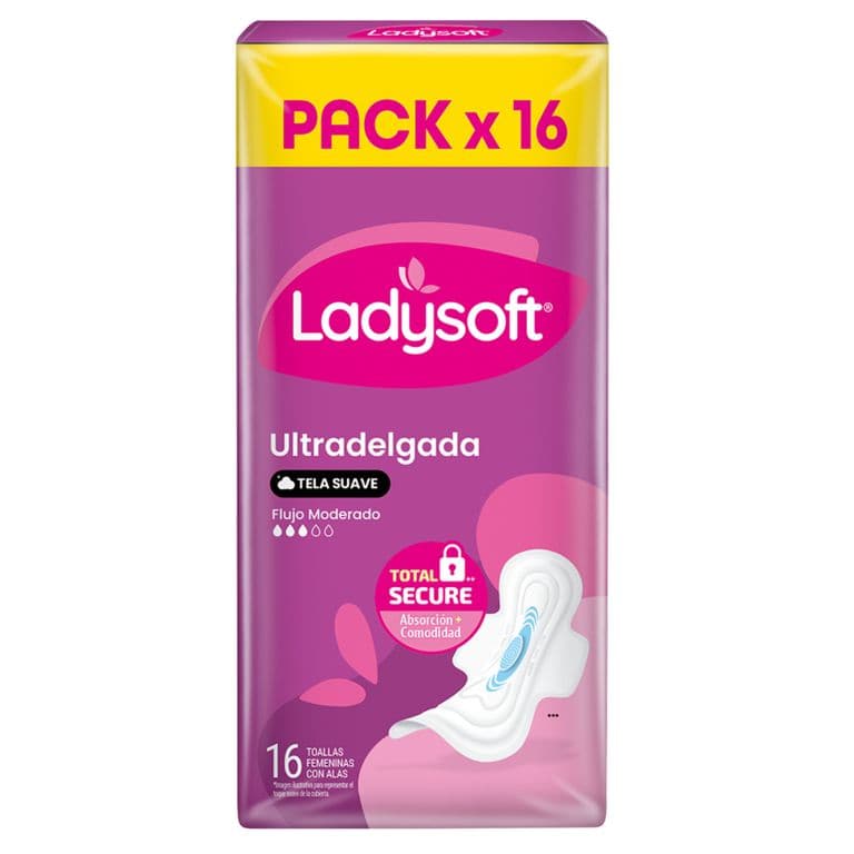 Toallas Higienicas Ultradelgada Tela Suave Ladysoft 16 un