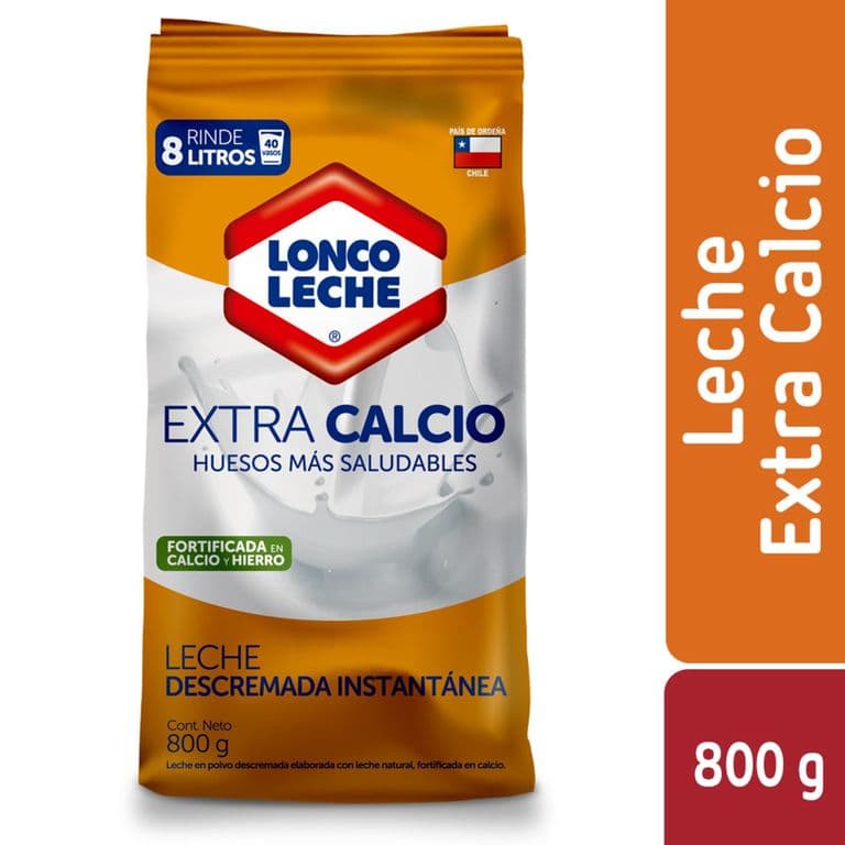 Leche en Polvo Descremada Instantanea Extra Calcio Loncoleche 800 gr