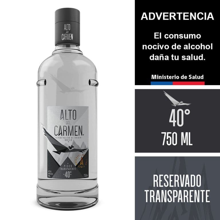 Pisco Alto Del Carmen Transparente 40 750 cc 750 ML