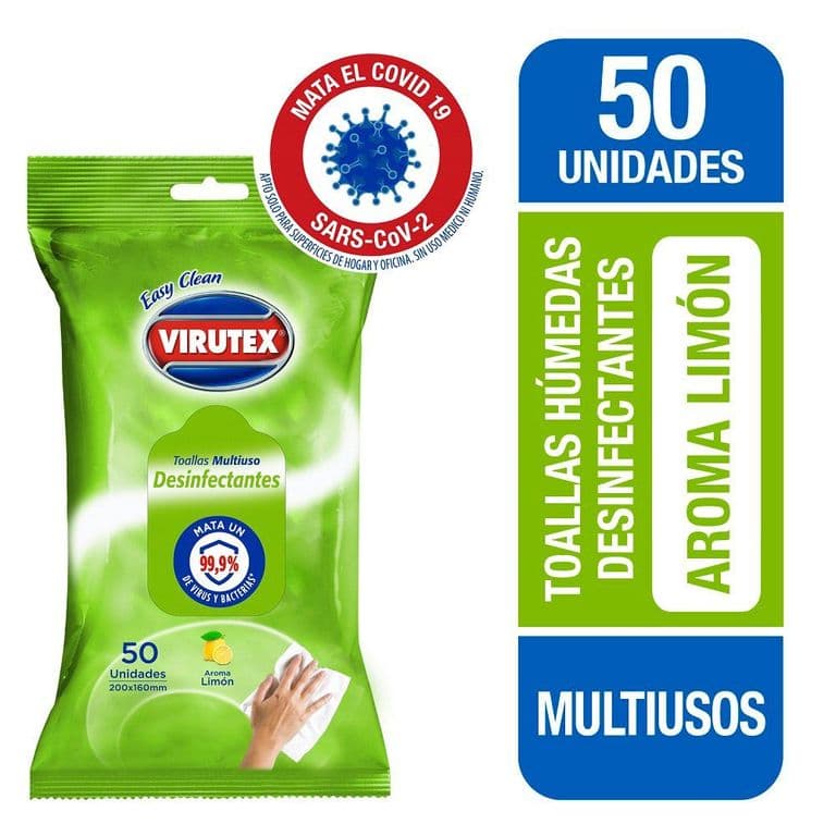 Toallas Desinfectantes Virutex Aroma Limon 50 Un