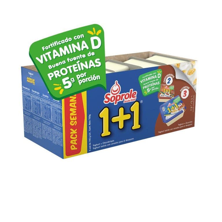 Pack Yoghurt con Cereal 1+1 Soprole 5 x 140 g