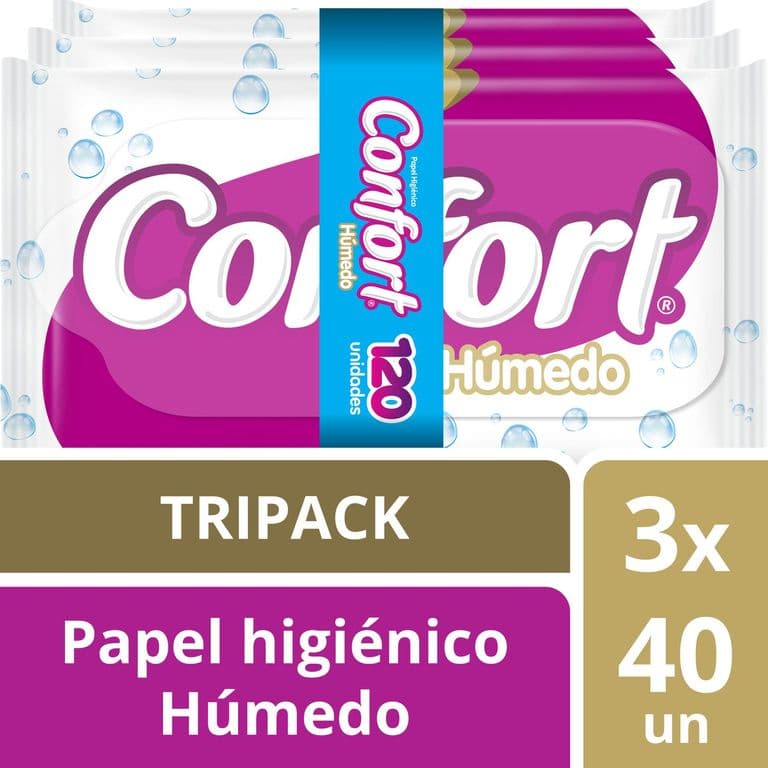 Papel Higienico Humedo Confort 3 x 40 UN 120 UN