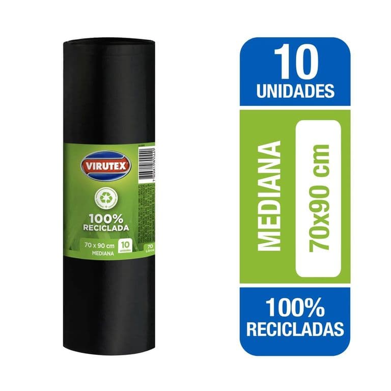 Bolsa Biodegrabale Mediana Virutex Rollo 70x90 cm 10 Un