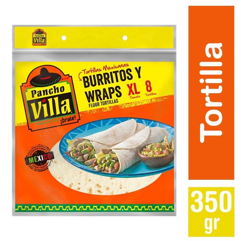 Tortillas Burritos y Wraps XL Pancho Villa 8 Un 350 g