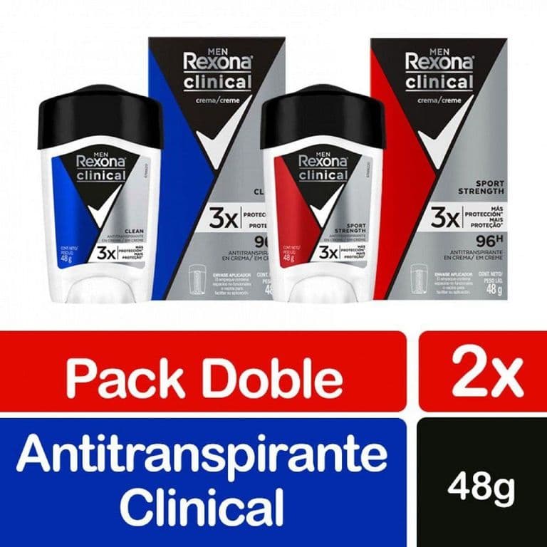 Pack Desodorante en Barra Rexona Antitranspirante Men 2 x 48 g 96 GR