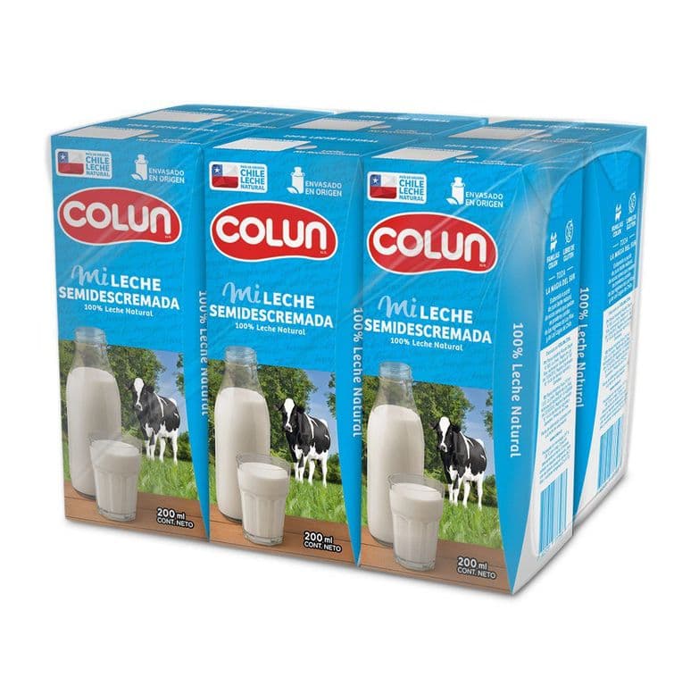Pack Leche Semidescremada Natural Colun 6 x 200 ml PACK 6 X 200 ML
