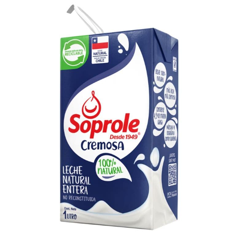 Leche Entera Natural Cremosa Soprole 1 lt