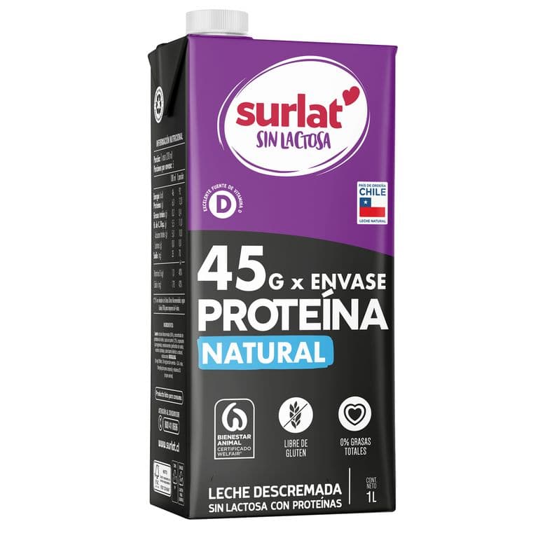 Leche Descremada Sin Lactosa Protein Surlat 1 lt