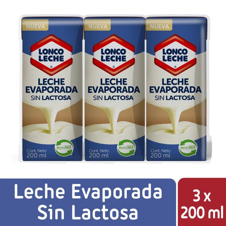 Pack Leche Evaporada Sin Lactosa Loncoleche 3 x 200 ml PACK 3 X 200 ML