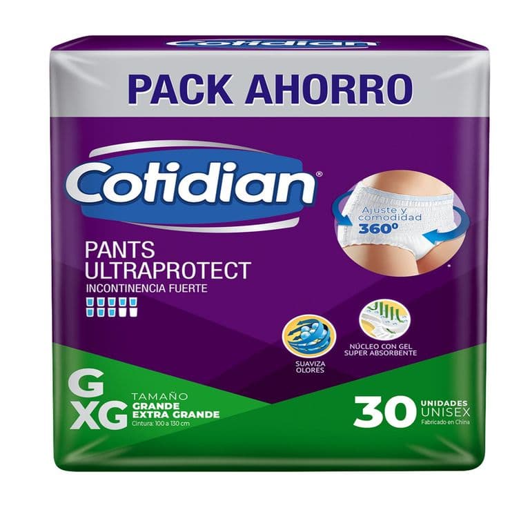 Ropa Interior Desechable Pants Ultraprotect Talla G/XG Cotidian 30 Un