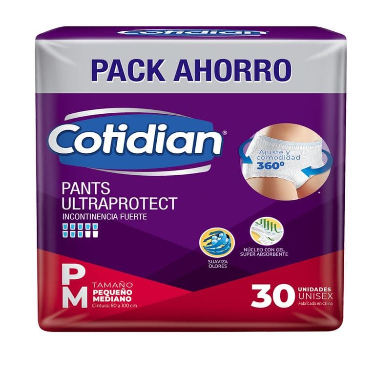 Ropa Interior Desechable Pants Ultraprotect Talla P/M Cotidian 30 un