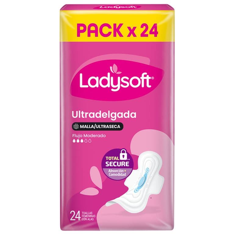Toallas Higienicas Ultradelgada Tela Ultraseca Ladysoft 24 un