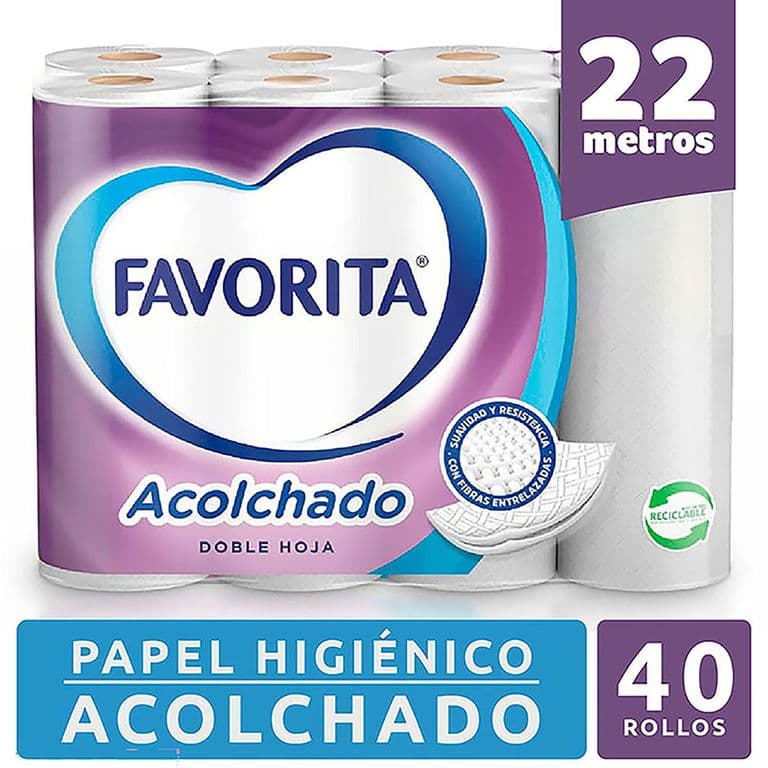 Papel Higienico Favorita Doble Hoja Acolchado 40 Un