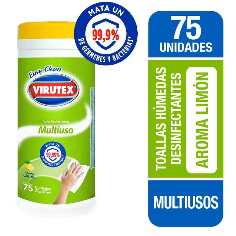 Toallas Humedas Desinfectantes Virutex Aroma Limon 75 Un
