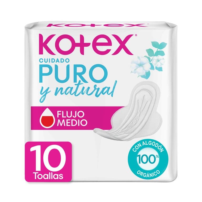 Toallas Higienicas Kotex Puro y Natural 10 Un