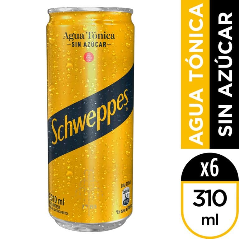 Pack Agua Tonica Sin Azucar Schweppes Lata 6 x 310 ml