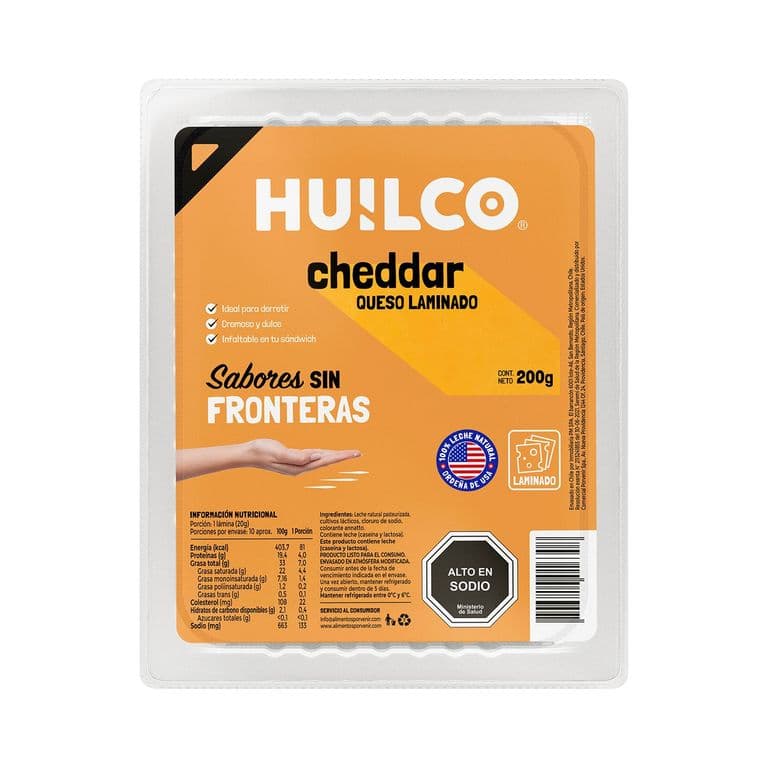 Queso Cheddar Laminado Huilco 200 g