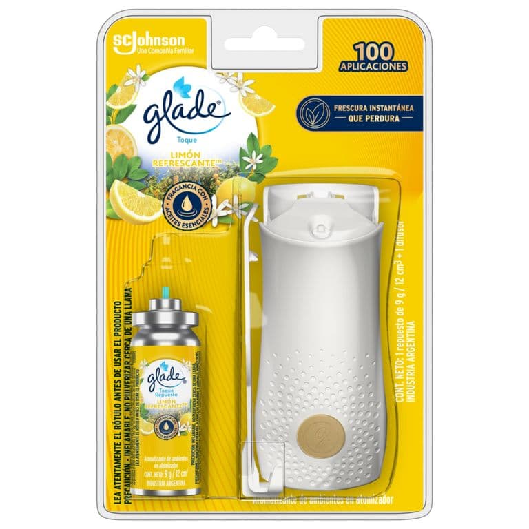Aromatizante de Ambientes Glade Toque Limon Refrescante Aparato + Repuesto 9 g UN