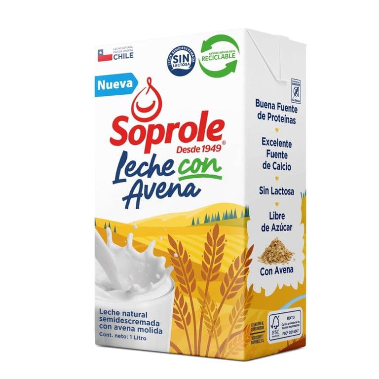 Leche Semidescremada con Avena Soprole 1 lt