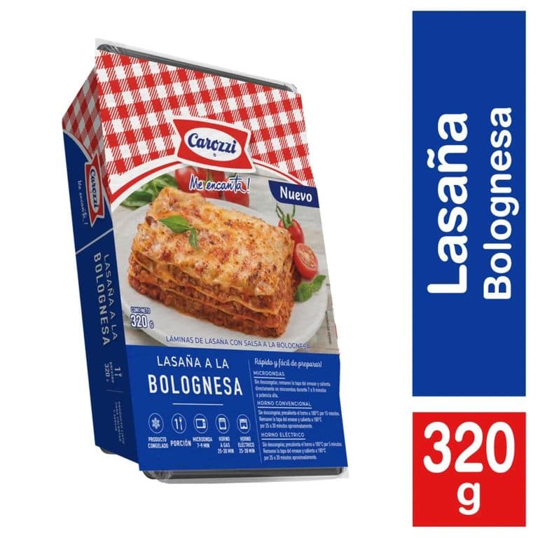 Lasagna Bolognesa Congelada Carozzi 320 g