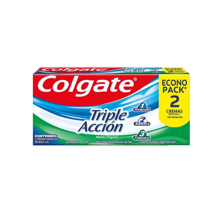 Pack Cremas Dental Colgate Triple Accion 2 x 80 ml