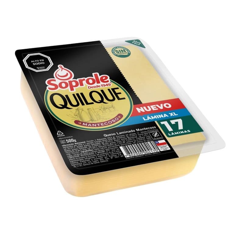 Queso Mantecoso Quilque Laminado XL Soprole 500 g