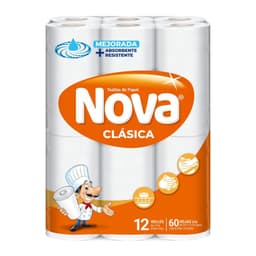 Toalla de Papel Doble Hoja Clasica 12 mts Nova 12 un