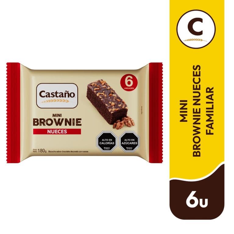 Pack Mini Brownie con Nueces Castano 6 Un x 30 g 180 GR