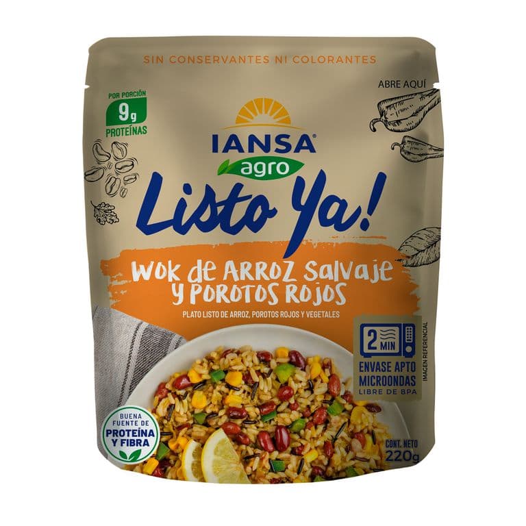 Wok de Arroz Salvaje y Porotos Rojos Listo Ya! Iansa Agro 220 g