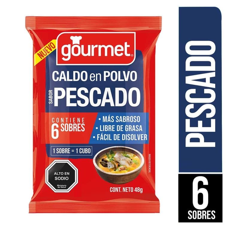 Caldo en Polvo Sabor Pescado Gourmet 6 Un 48 g
