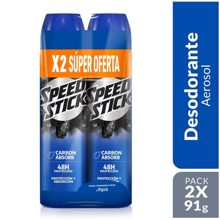 Pack Desodorantes en Spray Speed Stick Carbon Absorb 2 x 91g