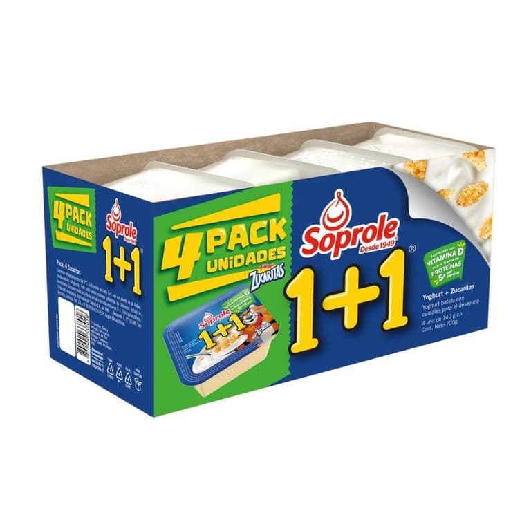 Pack Yoghurt 1+1 Zucaritas Soprole 4 x 140 g