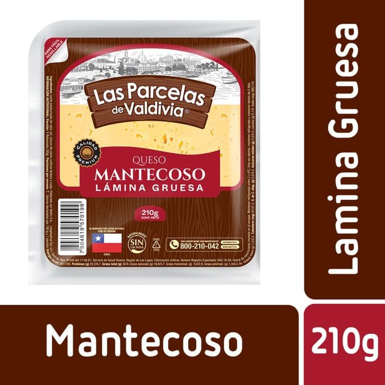 Queso Mantecoso Lamina Gruesa Las Parcelas de Valdivia 210 g