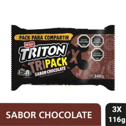 Tripack Galleta Triton Sabor Chocolate 3 x 116 g