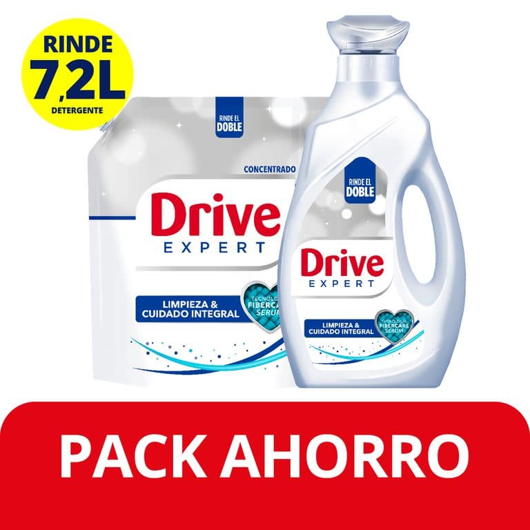 Pack Detergente Liquido Expert Botella 1.8 lt + Doypack Drive 1.8 lt PACK 2X1.8 LT