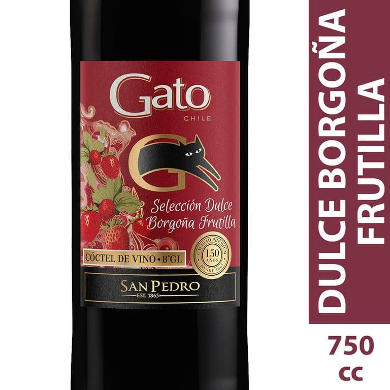 Coctel de Vino Gato Dulce Borgona Frutilla 8 750 ml
