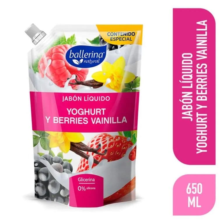 Jabon Liquido Ballerina Yoghurt y Berries Vainilla Doypack 650 ml