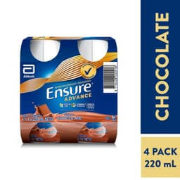 Pack Alimento Nutricional Ensure Advance Sabor Chocolate 4 x 220 ml