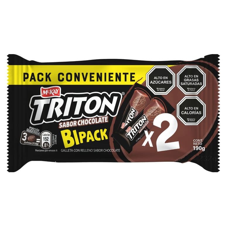 Pack Galletas Triton Sabor Chocolate 2 x 95 g
