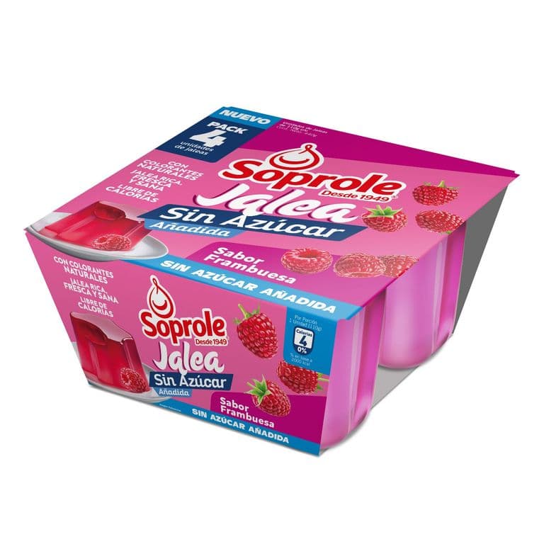 Pack Jalea Sabor Frambuesa Sin Azucar Soprole 4 x 110 g
