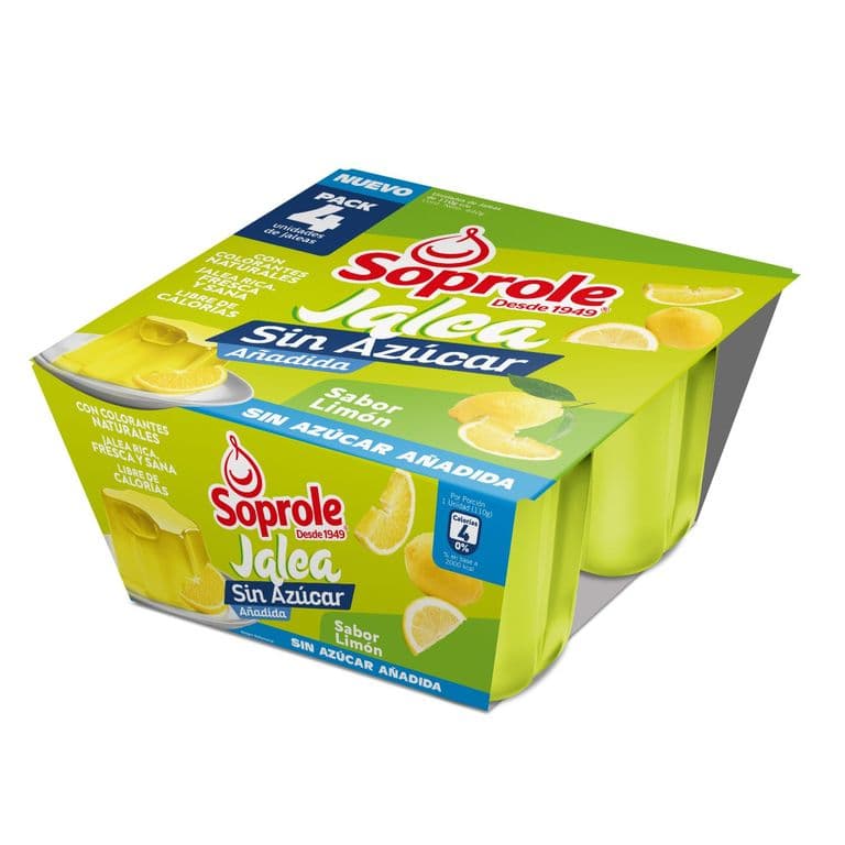 Pack Jalea Sabor Limon Sin Azucar Soprole 4 x 110 g