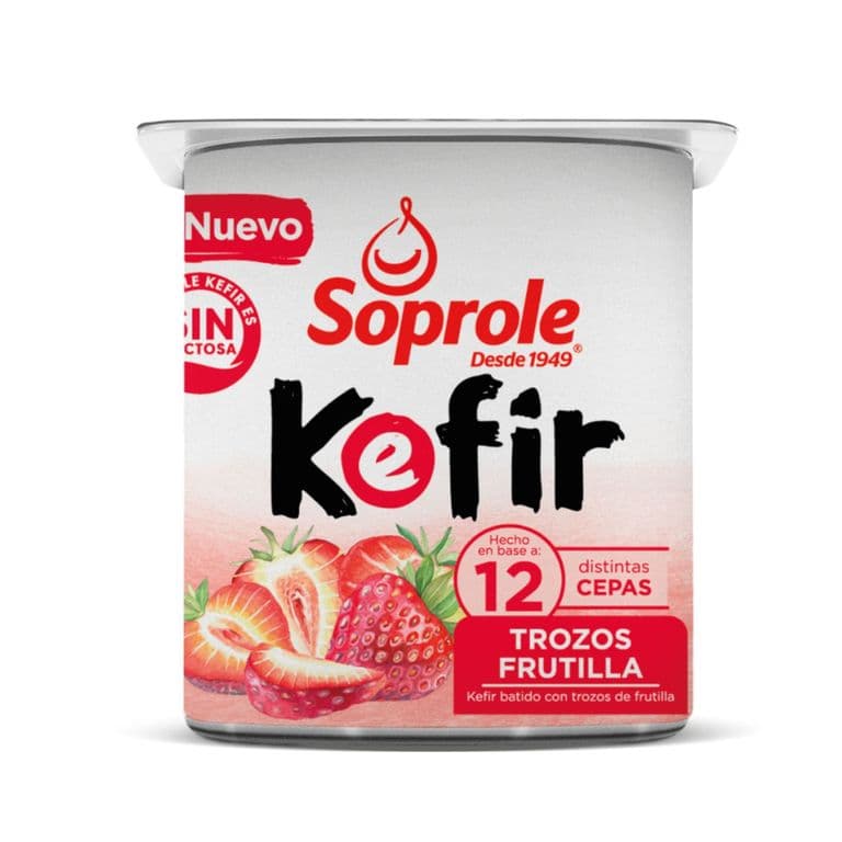 Yoghurt Kefir Trozos de Frutilla Soprole 120 g