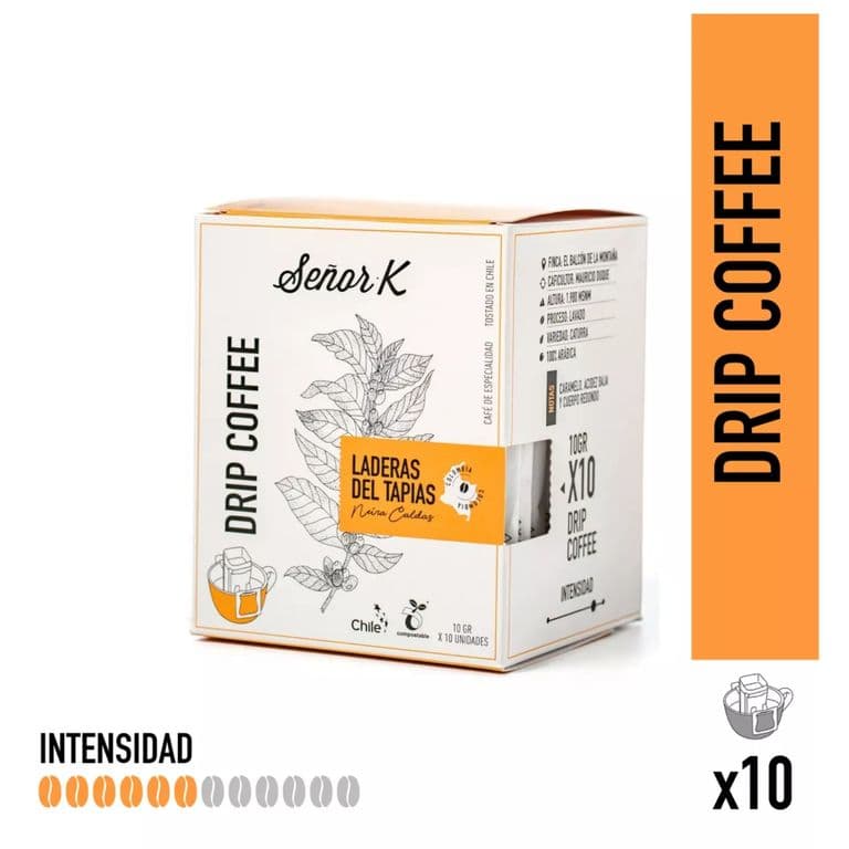 Drips de Cafe Molido Laderas del Tapias Senor K 10 Un