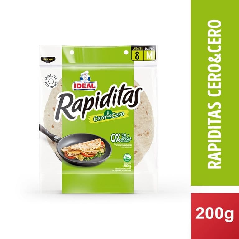 Tortillas Rapiditas Cerco Cero Ideal 8 Un 200 g