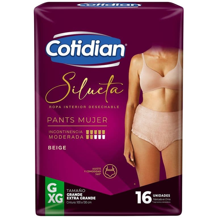 Ropa Interior Desechable Pants Mujer Silueta G/XG Cotidian 16 un