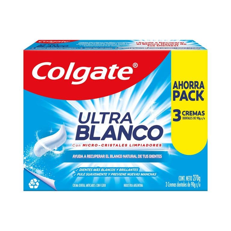 Pack Crema Dental Ultra Blanco Colgate 3x90 gr