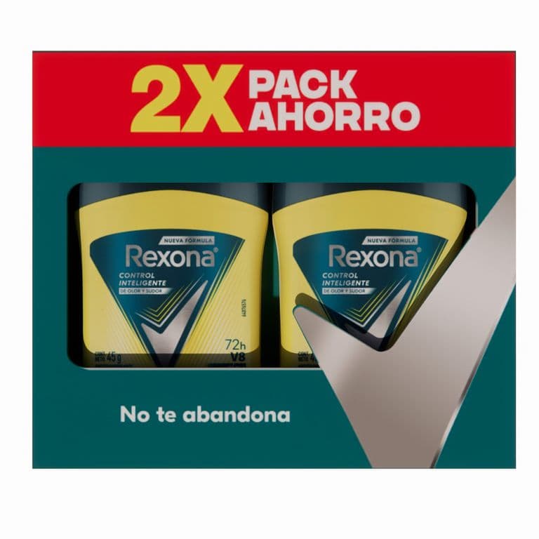 Pack Antitranspirante en Barra Control Inteligence V8 Rexona 2 x 45 gr